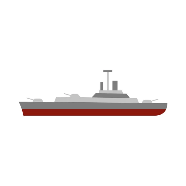 Militär-Schiffsikone, flacher Stil — Stockvektor