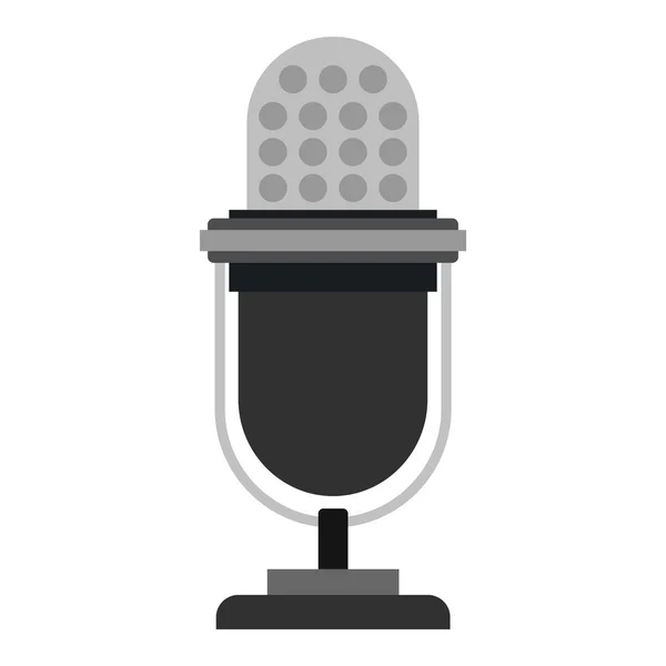 Retro microphone icon, flat style — Stock Vector