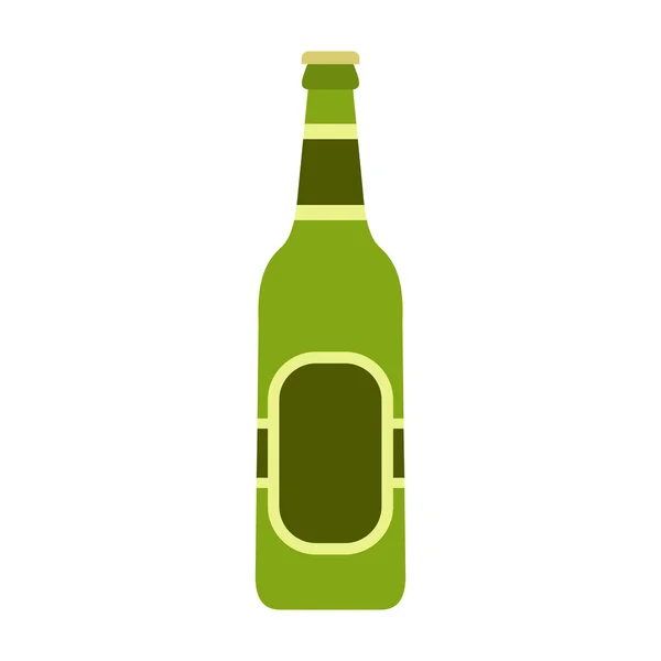 Icono de botella verde cerveza de vidrio, estilo plano — Archivo Imágenes Vectoriales