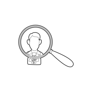 İşadamı büyüteç simgesinin altında