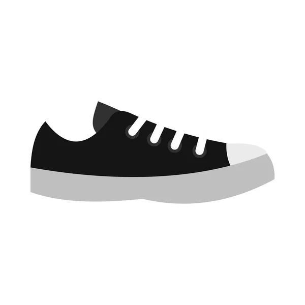 Zwarte sneaker pictogram in vlakke stijl — Stockvector