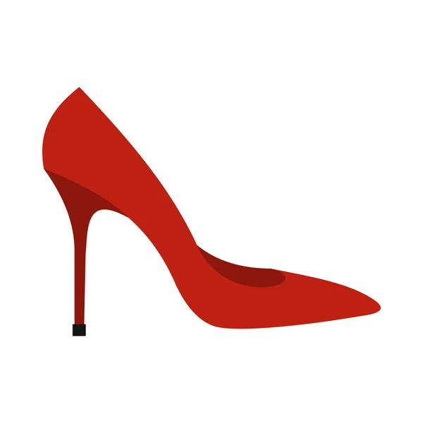 Red high heel shoe icon, flat style — Stock Vector