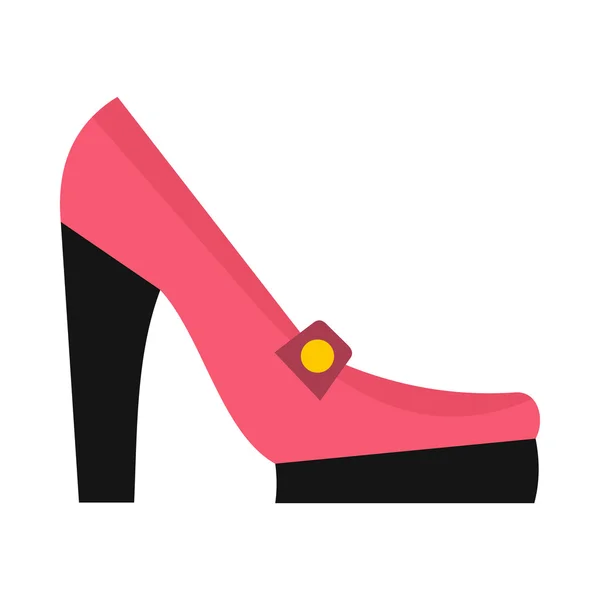 Pink high heel shoe icon, flat style — Stock Vector