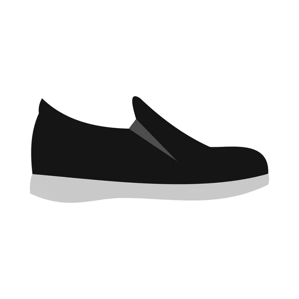 Zapato negro con icono de suela blanca, estilo plano — Archivo Imágenes Vectoriales