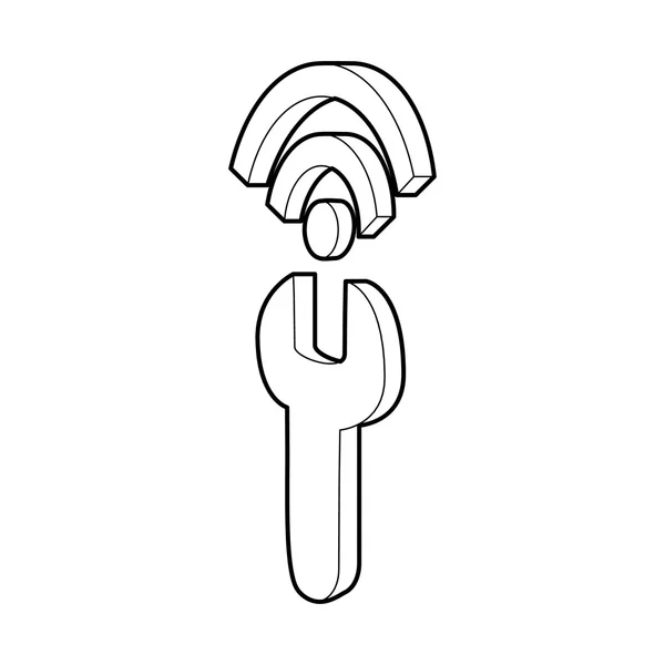 Clé et icône signe wi fi, style contour — Image vectorielle