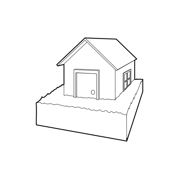 浸水の家アイコン、アウトラインのスタイル — ストックベクタ