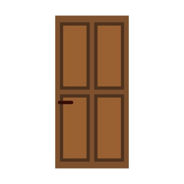 Klasik ahşap kapı simgesi, düz stil