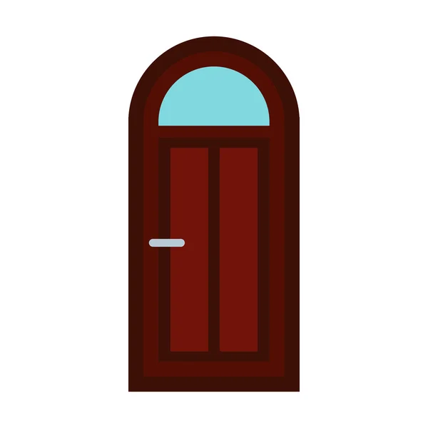 Arched wooden door icon, flat style — Stock Vector