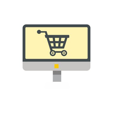Online alışveriş simgesi, düz stil