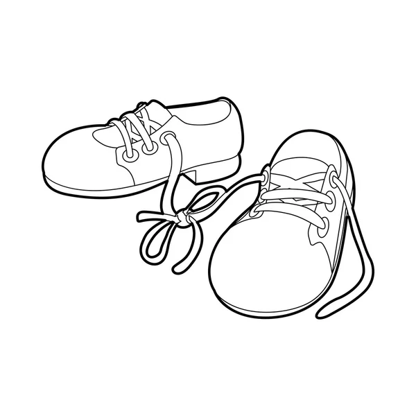 Scarpe legate icona scherzo, stile contorno — Vettoriale Stock