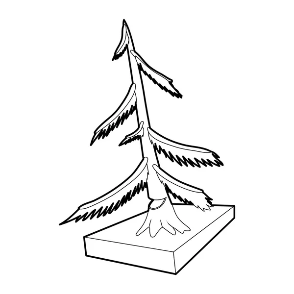 Gesneden fir pictogram, Kaderstijl — Stockvector