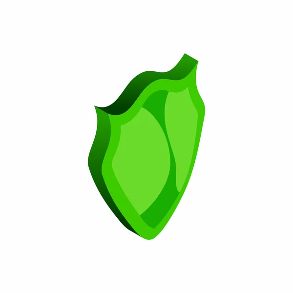 Zielona tarcza ikona, izometryczny styl 3d — Wektor stockowy