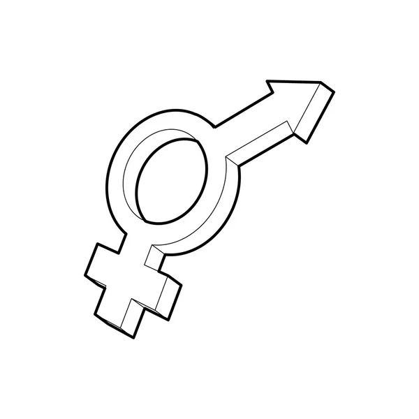 Symboles masculin et féminin icône, style contour — Image vectorielle