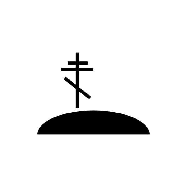 Могила с крестом значок, простой стиль — стоковый вектор