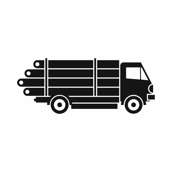 Log vrachtwagen met de stapel van Logboeken pictogram, eenvoudige stijl — Stockvector