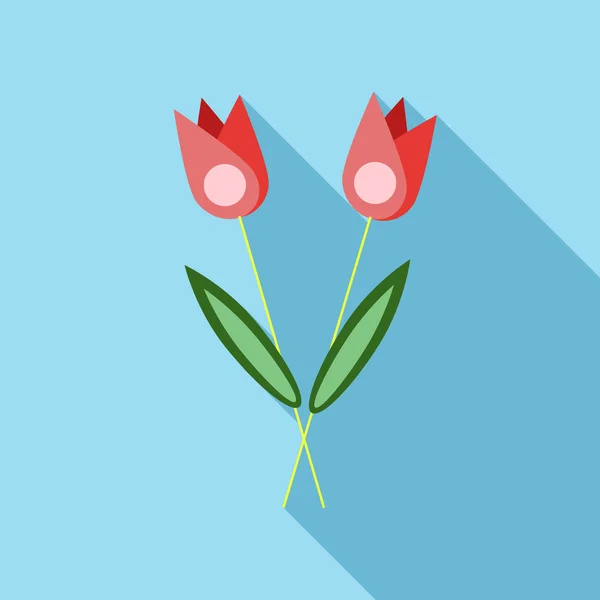 Twee bloemen op graf pictogram, vlakke stijl — Stockvector