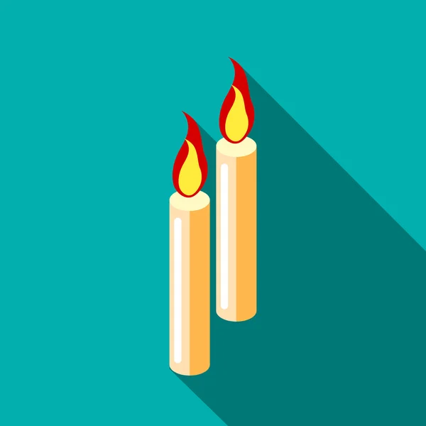 Two candles icon, flat style — Stock Vector