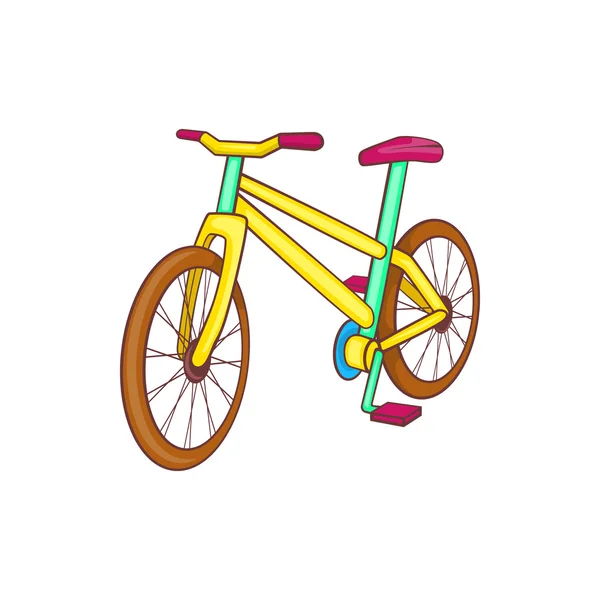 Gelbe Fahrrad-Ikone, Cartoon-Stil — Stockvektor