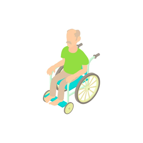 Homem sentado no ícone da cadeira de rodas, estilo cartoon — Vetor de Stock