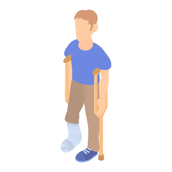Man with crutches and a plaster on broken leg icon — Stock Illustration Man with crutches and a plaster on broken leg icon Stock Illustration