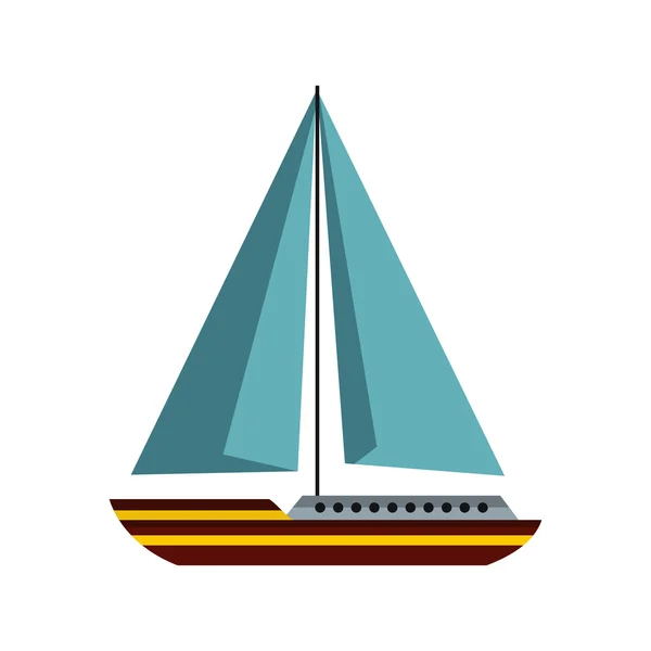 Barco com vela ícone, estilo plano — Vetor de Stock