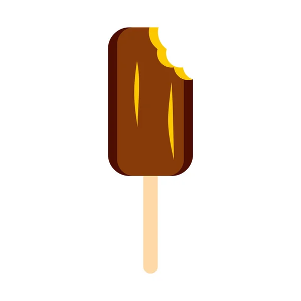 Čokoládová zmrzlina ikona, ploché styl — Stockový vektor