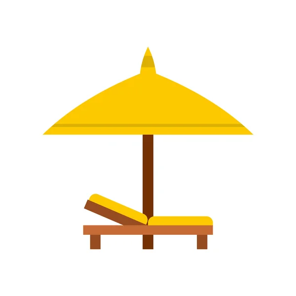 Bench and umbrella icon, flat style — Stock Vector