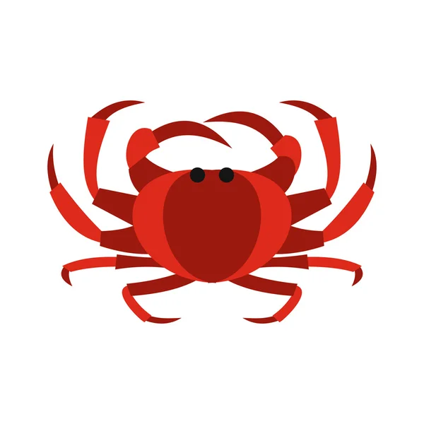 Krab pictogram, vlakke stijl — Stockvector