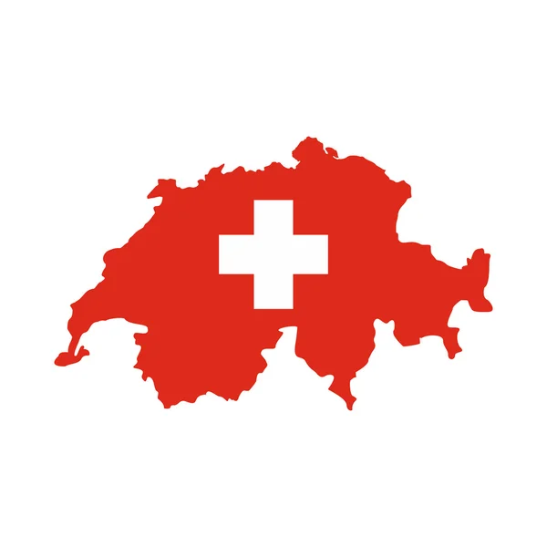 Mapa de Suiza icono, plano — Vector de stock