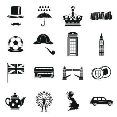 Büyük Britanya'nın Icons set, basit tarzı