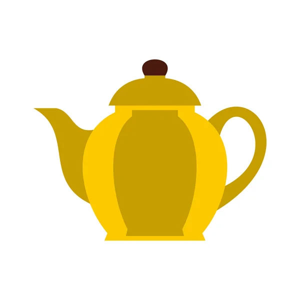 Yellow teapot icon, flat style — Stock Vector