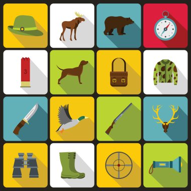 Simgeler avcılık düz stil ayarla