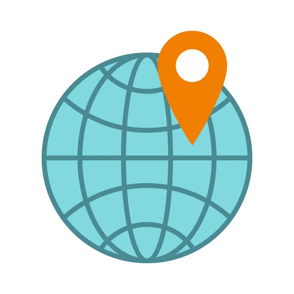 Icono de globo y punto de mapa, estilo plano — Vector de stock
