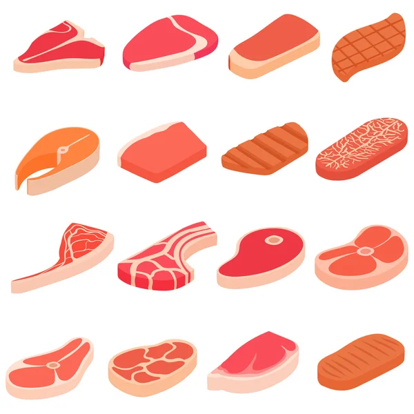 Steak icons set, cartoon style — Stock Vector