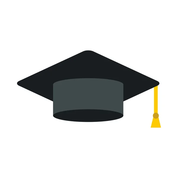Black graduation cap icon, flat style — Stock Vector