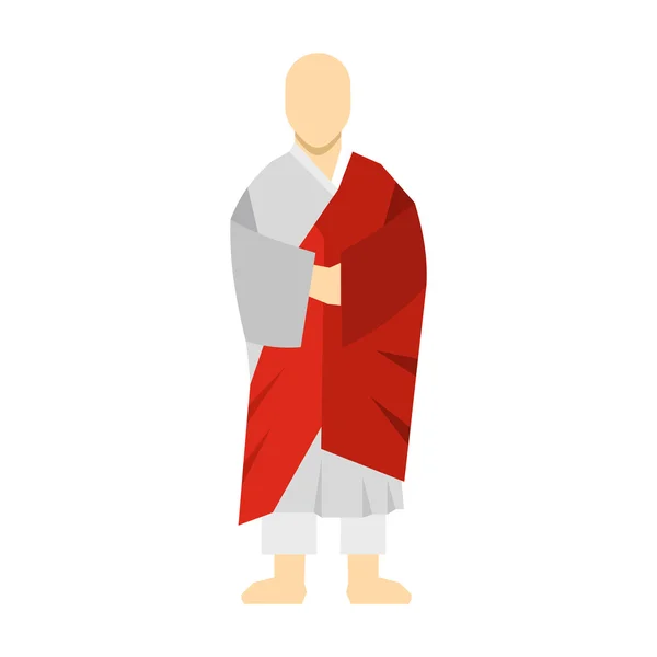 Korean monk icon, flat style — Stock Vector