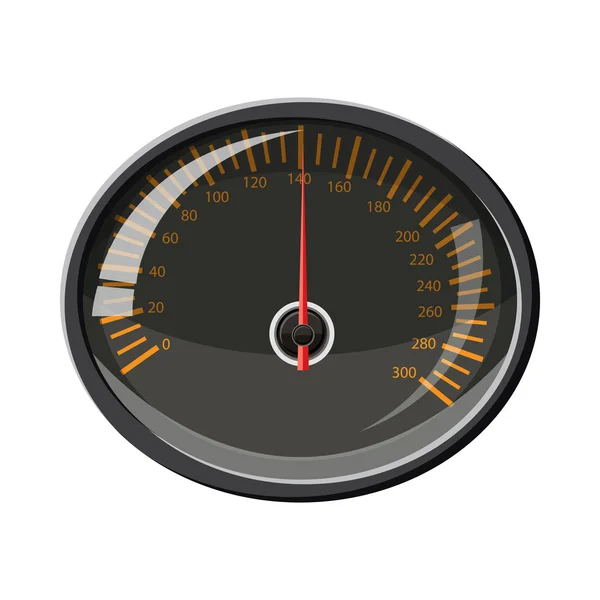 Compteur de vitesse 140 km à l'heure icône, style dessin animé — Image vectorielle