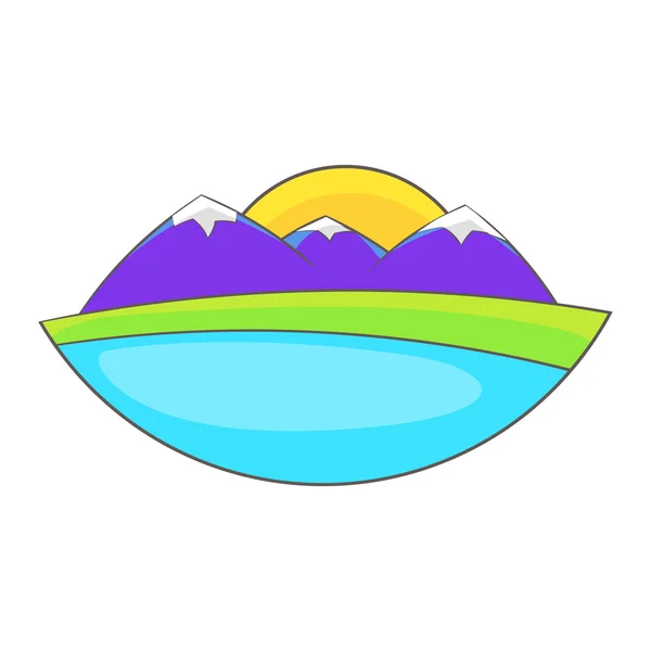 Icono de paisaje de montaña, estilo de dibujos animados — Vector de stock