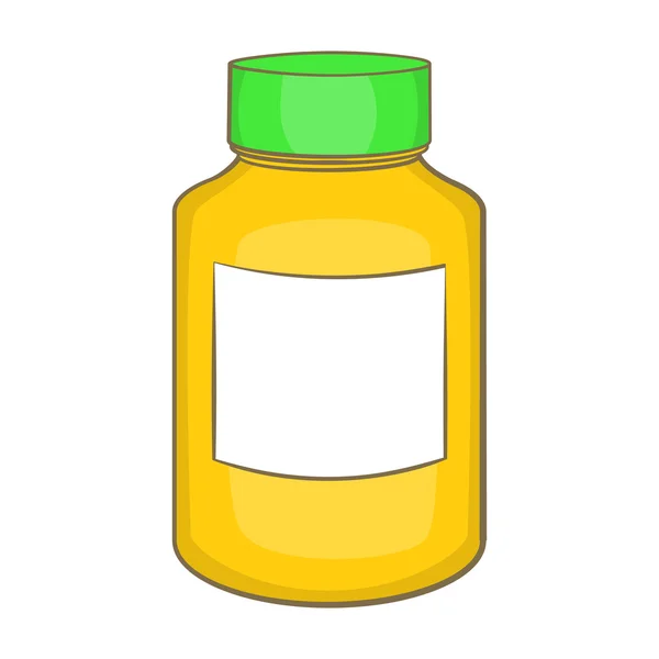 Flaska av piller ikon, tecknad stil — Stock vektor