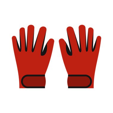 Kırmızı kış Kayak eldiven simgesi, düz stil