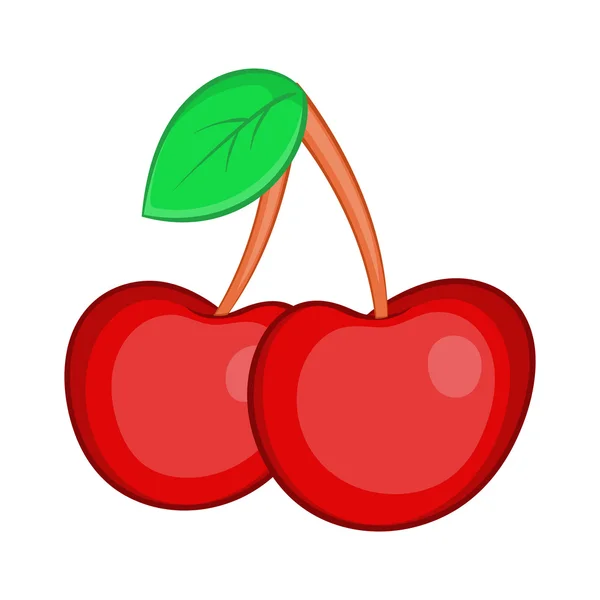 Two cherries icon, cartoon style — Stock Vector