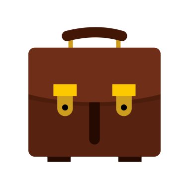 Kahverengi deri Evrak Çantası simgesini, düz stil