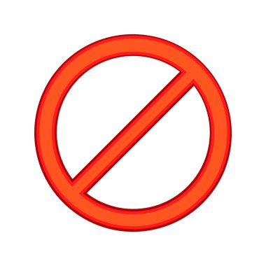 Red sign ban icon, cartoon style clipart