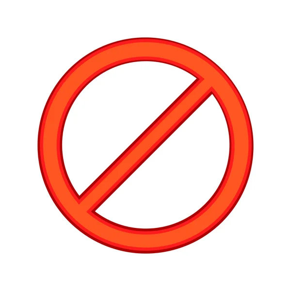Красный знак, значок запрета, стиль карикатуры — стоковый вектор