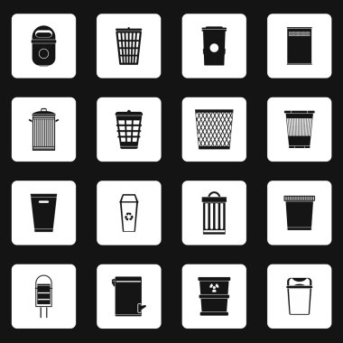 Çöp can Icons set, basit tarzı