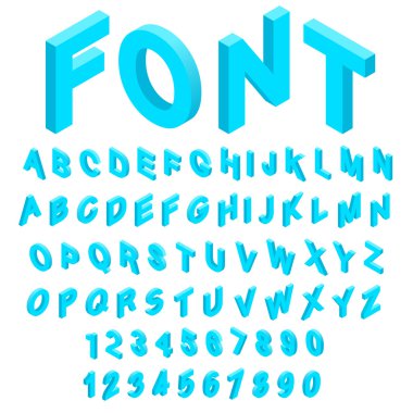 Alfabe numaraları simgeler ile izometrik 3d stilini ayarlama