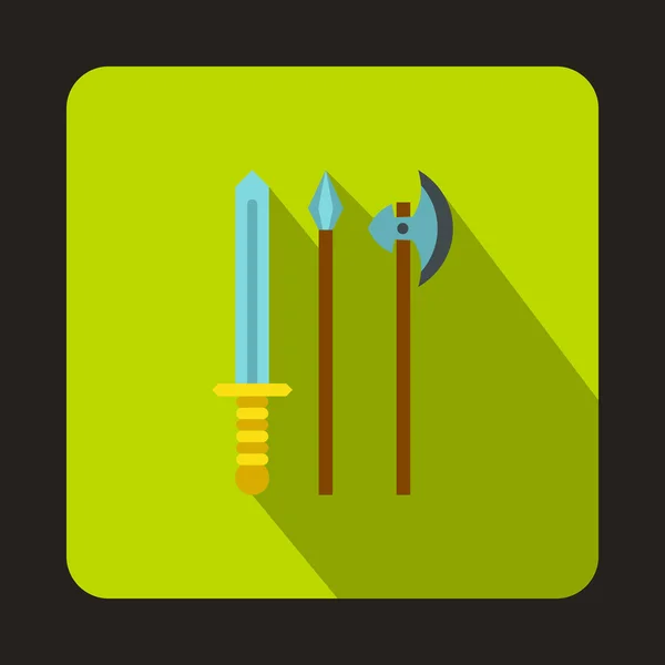 Medieval weapons icon, flat style — Stock Vector