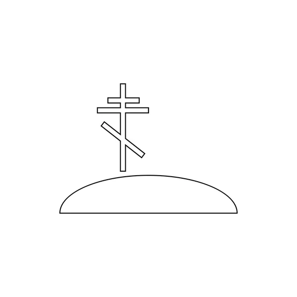 Tombe avec icône croix, style contour — Image vectorielle