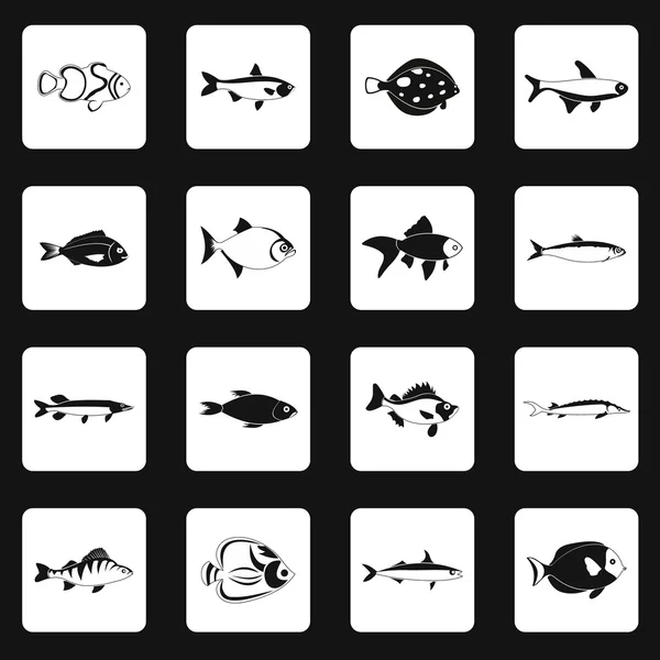 Icone di pesce in stile semplice — Vettoriale Stock