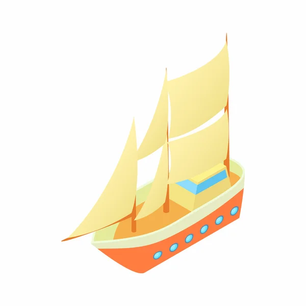 Ship with many sails icon, cartoon style — Stock Vector